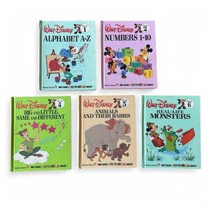 80s Walt Disney Fun To Learn Hardcover Books - Volumes 1, 2, 4, 5, 6